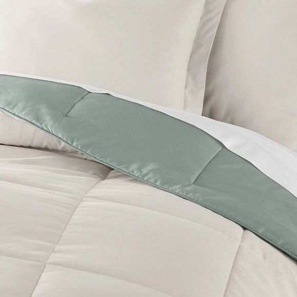 Kaycie Gray Fashion 3PC Reversible Comforter Set - All Season Down Queen Size - Picture 10 of 16